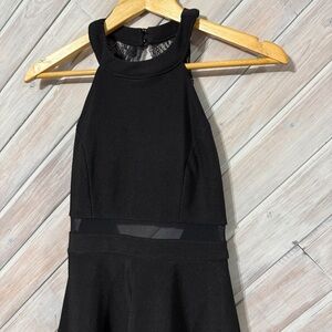 Black mini dress with lace keyhole back